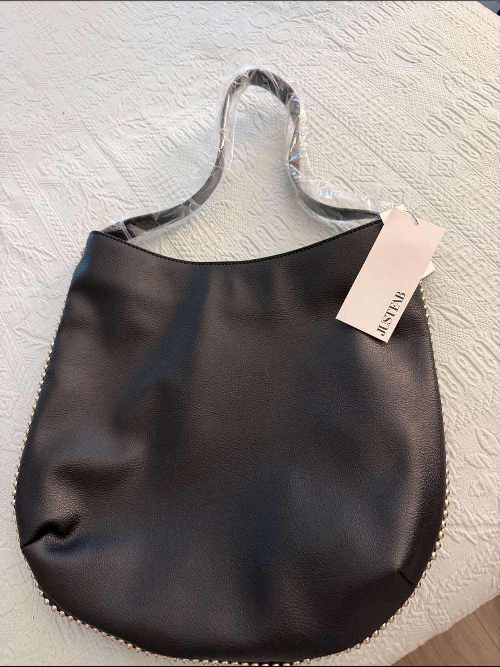 JustFab Black Pebbled Hobo Shoulder Bag